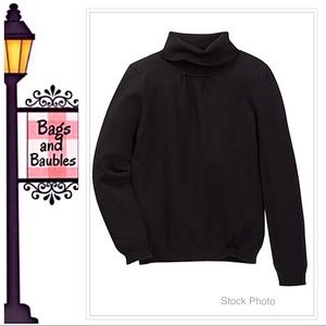 MILLY Minis Black Silk Blend Turtleneck Sweater, 3